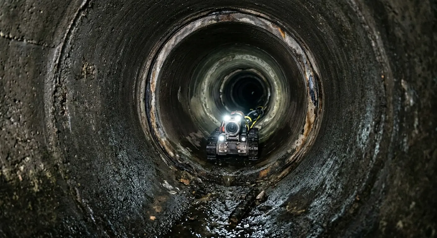 Robotic sewer camera inspecting pipe interior for Sewer Line Repair in Alexandria